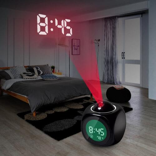 New Fashion Attention Projection Digital Weather LCD Snooze Alarm Clock Projector Color Display LED Backlight Bell Timer