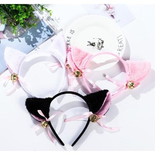 New Beautiful Cute Cat Cosplay Cat Ears Hairband Party Costume Bow Tie Bell Headwear Headband Anime Masquerade Halloween 4 Color
