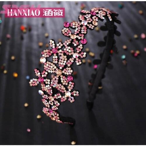 Hairband sweet rhinestone flowers teeth and anti-slip full drill hoop hair accessories hairpin female jewelry