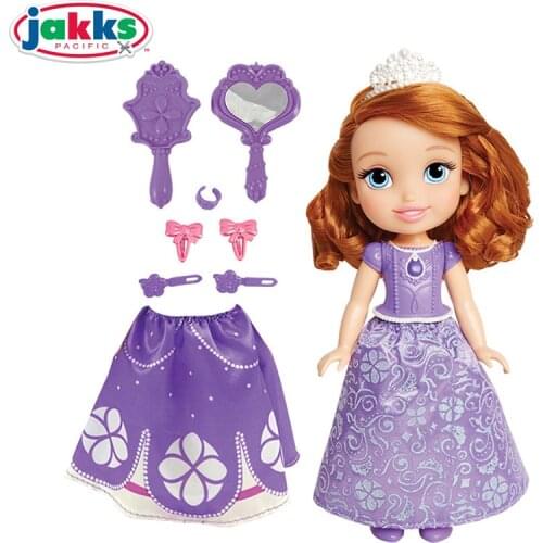 Original Disney Princess Sofia Dress Shoes Hair Fashion Accessories Set Dolls for Girls Genuine Brand Cute Birthday Kids Toy