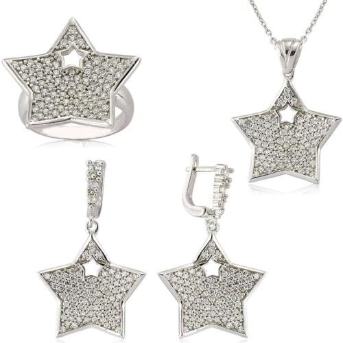 Original silver , Zircon Stony Star Set ,Most Special Jewelry Sets Suitable and Quality Products Types