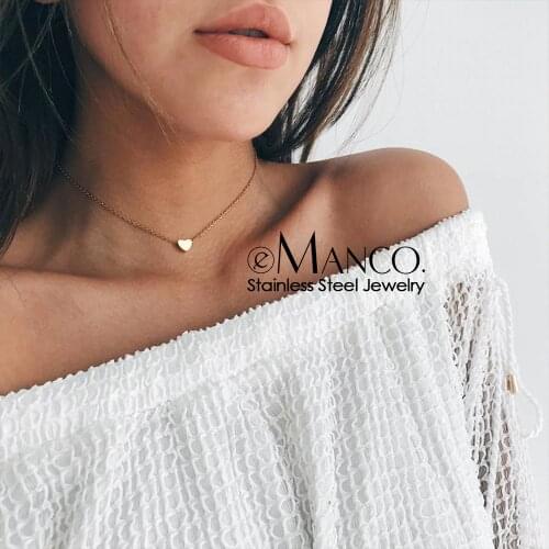 EManco gold stainless steel heart necklace women aesthetic chokers necklace for women wholesale fashion jewelry