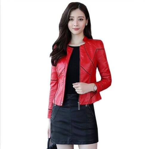 PU Leather Coat Women Clothes New 2021 Motorcycle Leather Jacket Women Coats Spring And Autumn Short Slim Womens Jackets Black