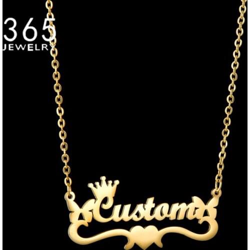 Personalized Customized Letter Necklace Stainless Steel Nameplate With Butterfly Heart Necklaces For Women Girl Jewelry Gift