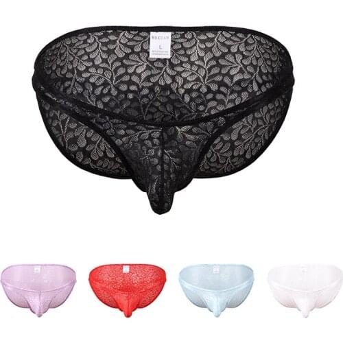 Sexy Mens Lace Underwear Briefs U Convex Pouch Bikini Briefs Panties Men Underpants