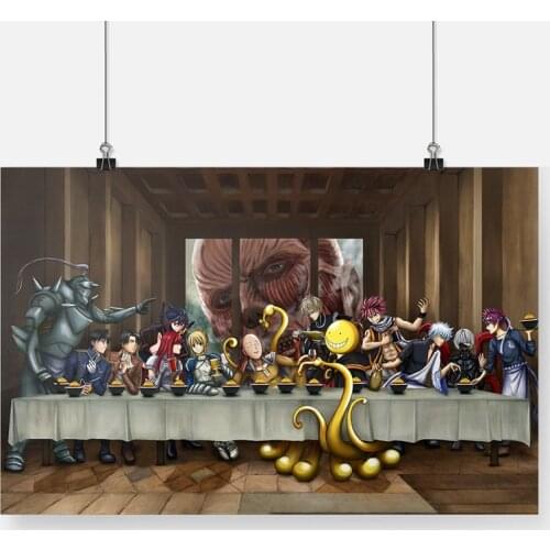 Last Supper Popular Anime Version Poster Framed Wooden Frame Canvas Painting Wall Art Decor Bedroom Study Home Decoration Prints