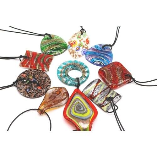 A variety of shapes of glass mixed color mixed glass necklace pendant 10pcs