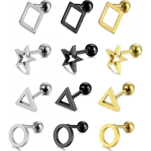 2pcs SimpleTriangle Star Geometric Earrings For Women Titanium Steel Charms Stud Earrings Statement Jewelry Piercing Ear