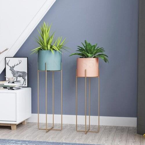 Nordic Golden Wrought Iron Flower Stand Single Indoor Living Room Floor Modern Minimalist Flower Pot Green Dill Rack Balcony