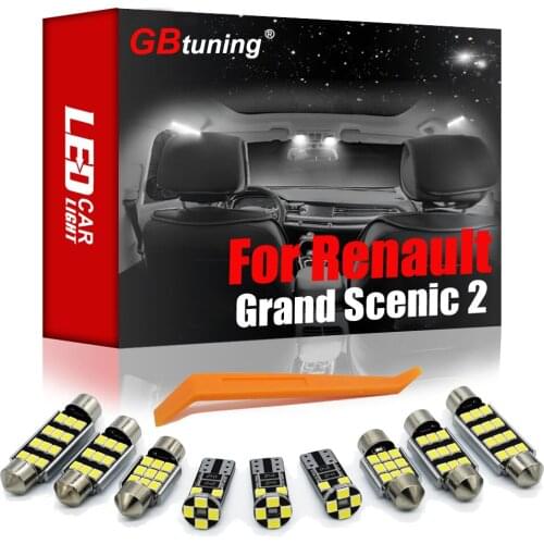 GBtuning Canbus LED Interior Light Kit 18PCS For Renault Grand Scenic II 2 MK2 (2004-2009) Car Trunk Map Reading Ceiling Lamp