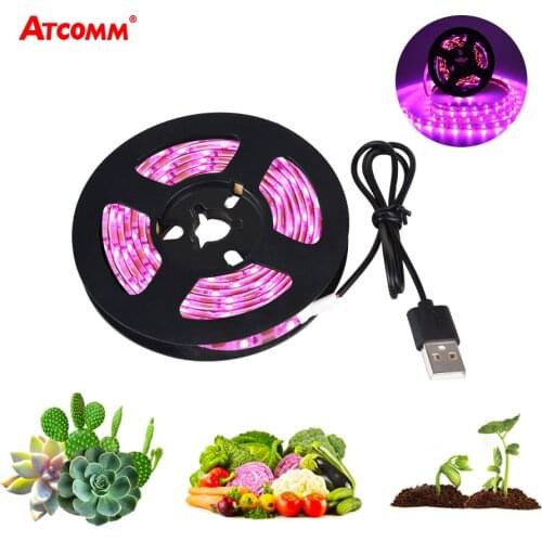USB LED Grow Light Full Spectrum 5V 1m 2m LED Grow Phyto Lamp Strip Light For Plants Seeds Greenhouse Tent Hydroponic Grow Box