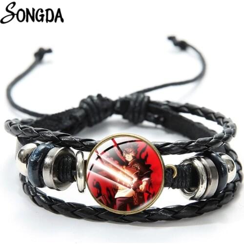Japan Anime Black Clover Leather Bracelet Asta Yuno Noell Silva Yami Sukehiro Magna Swing Figure Bangle Jewelry Gift For fans
