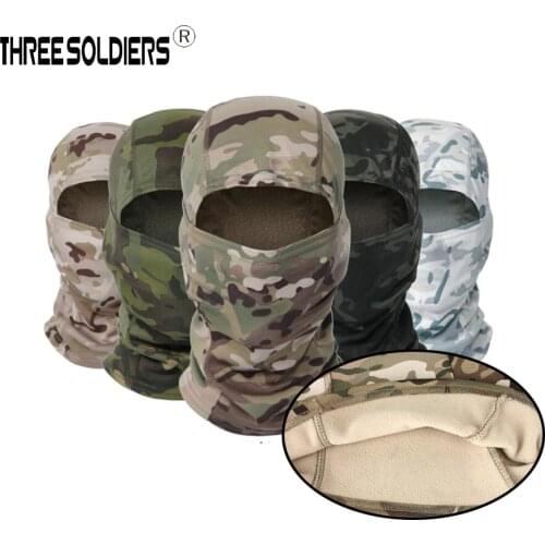 THREE SOLDIERS Winter Fleece Cycling Warm Balaclava Training Face Mask Balaclava Windproof Tactical camo airsoft Full Mask