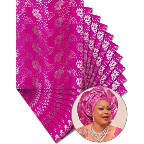 10 packs /Lot 20 pieces African sego headtie sego Head Tie gele Wraps Headscarf Fushia Silver 2551