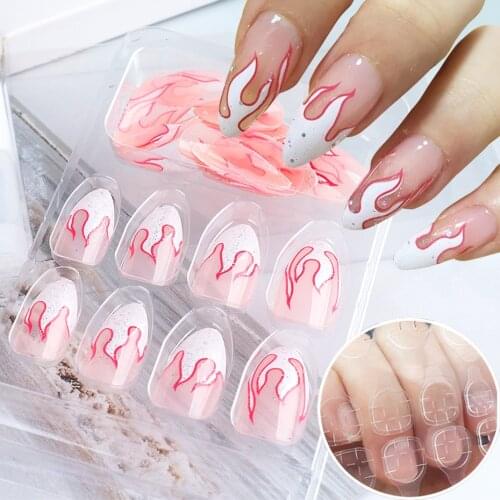 2021 Wearable Fake Nail False Nail Art Adhesive Tape Glue Sticker DIY Tips Fake Nail Acrylic Manicure Gel Makeup Tool 24pieces