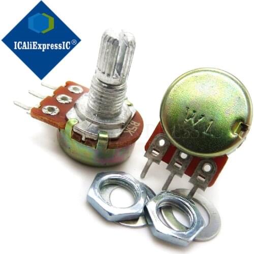 5pcs WH148 B1K B2K B5K B10K B20K B50K B100K B500K 3Pin 20mm Shaft Amplifier Dual Stereo Potentiometer 1K 2K 5K 10K 50K 100K 500K