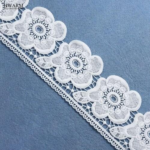 5yard 8.5cm white african lace fabric ribbon wedding decoration cloth accessories DIY New milk silk embroidery watersoluble lace
