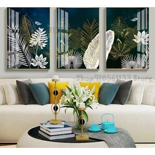 Diamond embroidery Golden White Lines Leaf Abstract art Botanical diamond painting Triptych Creative Picture Modern Decor GG4336