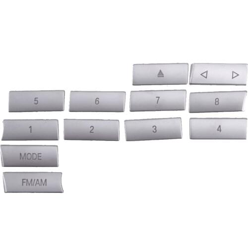 Beler 12pcs Center Console CD Digital Buttons Sequins Trim fit for BMW F10 F18 F07 F06 F12 F13 2011 2012 2013 2014 Silver