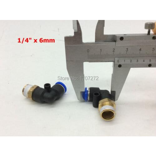 Free shipping 6mm 1/4 inch threaded elbow pu hose connector 90 degree nylon pipe joint pneumatic air fitting,copper fitting