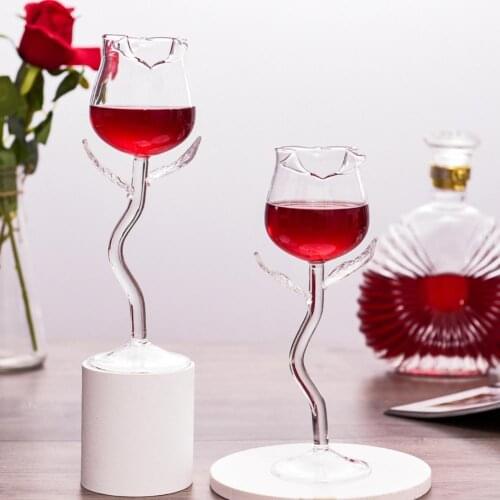 Wine Goblet Transparent Rose Shape Cup Creative Exquisite Vodka/Beverage/Whiskey Drinkware for Home Bar Club Coffee/Juice Mugs