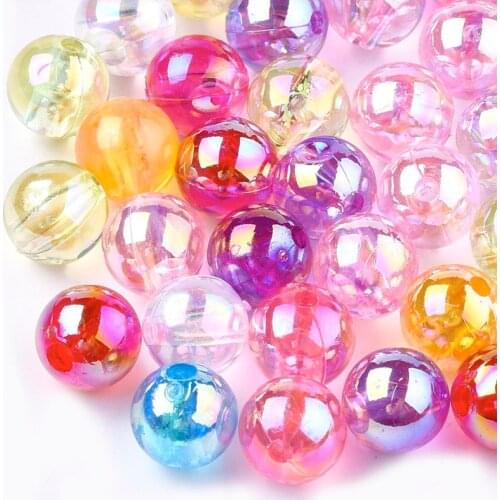 500g 8mm 10mm 14mm Mixed Color Round AB Color Plated Transparent Plastic Beads for jewelry making DIY Bracelet Necklace F80