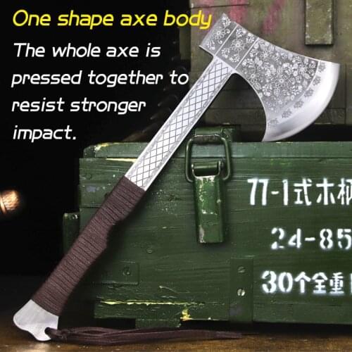 Black paratrooper rope handle sharp tactical axe, jungle portable small hand axe, outdoor camping survival axe + nylon sheath