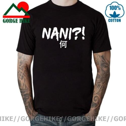 GorgeHike Anime Nani T Shirt Japanese Kanji Nani Gifts Short Sleeve T-shirt Thick Cotton Soft Breathable EU Size Tops Tees Homme