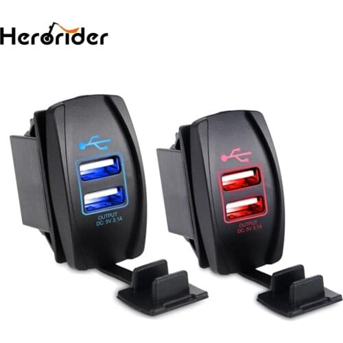 Herorider Car Motorcycle Waterproof 2 Port Dual USB Charger For iPhone Samsung 3.1A Mini Auto Charger Adapter Car-Charger