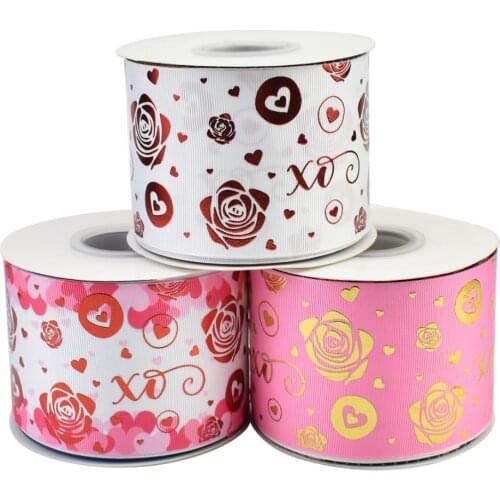 HSDRibbon 75mm 3inch hsd-design custom rose Pattern on Grosgrain Ribbon