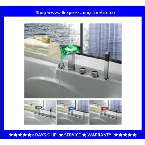 Color Changing LED bathtub faucet & Tub Faucet with Hand Shower (Chrome Finish)