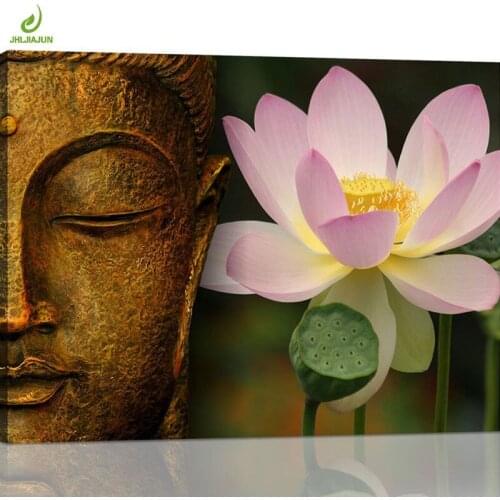 JHLJIAJUN Modern Zen Painting Lotus Flower Pictures Nordic Wall Art Prints And Posters Dining Living Room Home Painting Decor