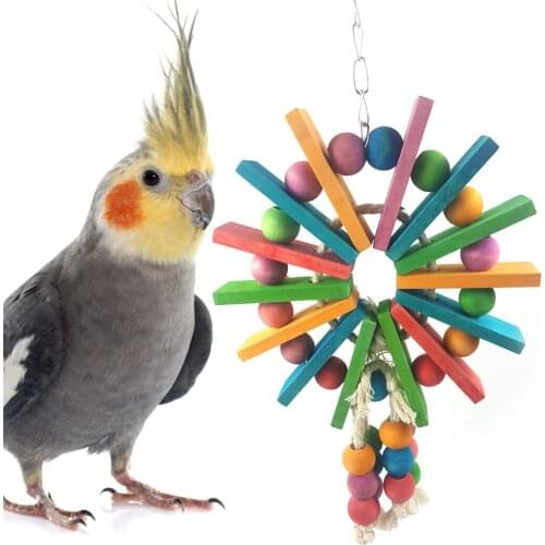 Parrot Toy Creative Ferris Wheel Bite Resistant Bird Cage Toy Bird Chewing Toy Colorful Wood Funny Training Toys Cage Decor