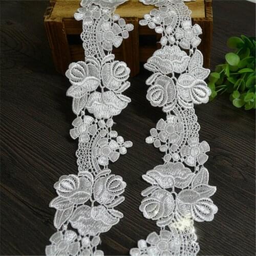High Quality Milk-silk Embroidered Lace Fbaric DIY Handmade Material Lace Trim Accessories Width 6cm 5Yds/lot