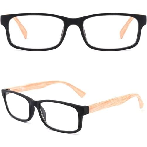 Mens Cheap Plastic Reading Glasses Black Bamboo Finish Fashion Rectange Readers Green in High Quality with Pouch Cloth Black