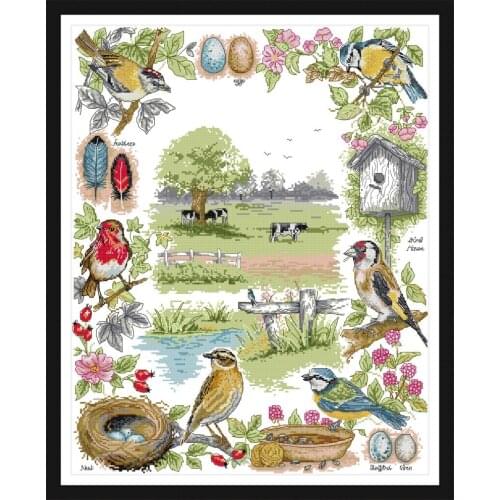 The ecology of birds cross stitch kit aida 14ct 11ct count print canvas cross stitches needlework embroidery DIY handmade