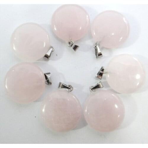 Natural stone Quartz Crystal Turquoises opal tiger eye Round cake pendant for diy jewelry making necklace Accessories50pcs A8