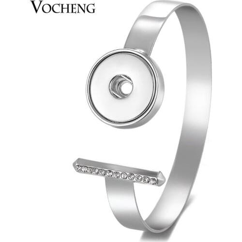 Vocheng Ginger Snap Jewelry Open Bangle Fit 18mm Button Charms with Crystal Copper Metal NN-557