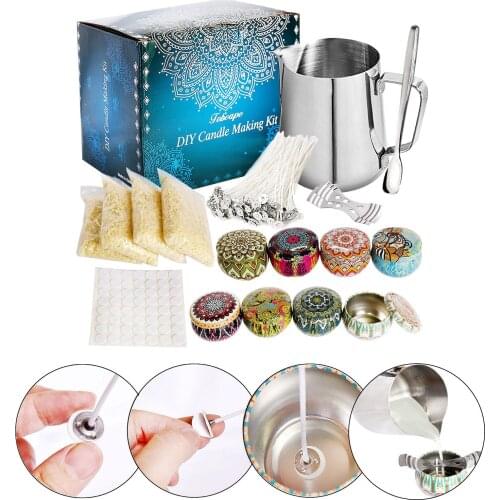 New Fashion DIY Candle Making Kit Including Wax Jar Beeswax Wick Candle Box Spoon Etc Home Handmade Accessories