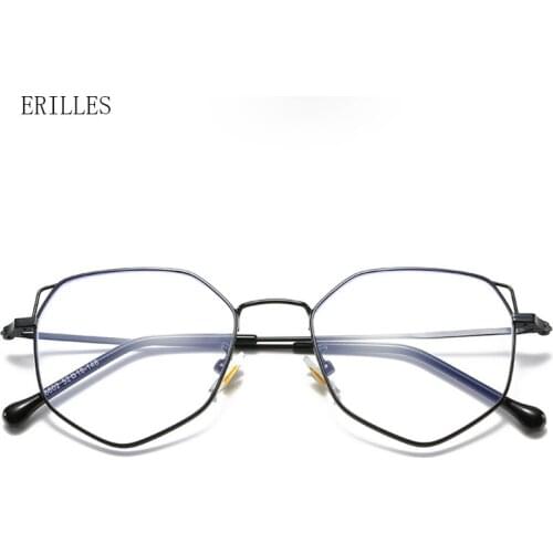 Anti Blue Light Myopia Glasses Women Retro Irregular Polygon Myopia Eyeglasses For Women Cat Ears Frame Shortsighted Eyewear