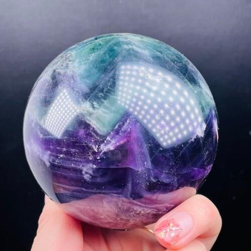 Top Quality High Polished Purple Fluorite Quartz Sphere Crystal Gemstone Ball Healing