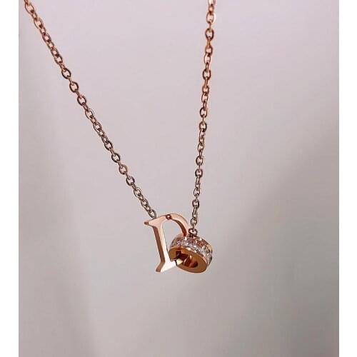 Non-fading D-shaped circle titanium steel necklace for female tidy clavicle chain simple temperament accessories for female