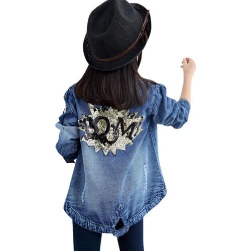 Coat For Girl Solid Color Girl Denim Coats Kids Spring Autumn Childrens Jackets Casual Style Kids Clothing