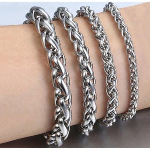 Punk Hip Hop Bracelet for Men Women Twisted Link Chain Titanium Steel Mens Womens Bracelets Chains Fashion Jewelry Gift