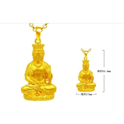 New Years gift 3D hard gold pendants auspicious Year of the Goat Buddha Samantabhadra natal zodiac snakes Golden Buddha