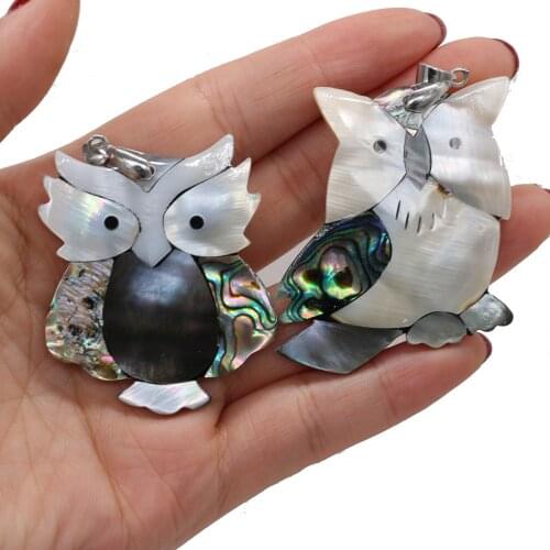 Abalone Shell Pendant Natural Shell Charms Pendants Cute Owl for Women Jewelry DIY Necklace Making