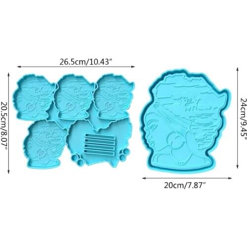 R58E Afro Female Rolling Tray Resin Mold African Goddess Fruit Plate Silicone Mould