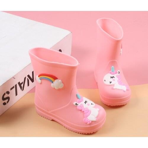 New Rainbow Unicorn Rain Boots Kids For Boys Rain Boots Waterproof Baby Girls Non-slip PVC Rubber Water Shoes Children Rainboots