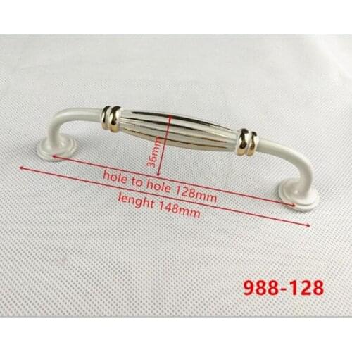 Zinc Alloy white+gold Cabinet Handles American style Kitchen Cupboard Door Pulls Drawer Knobs Fashion Furniture Handle B-988-128