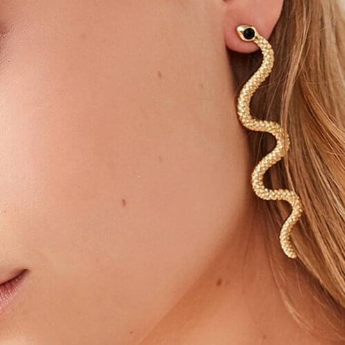 Snake Tassel Stud Exaggerated Long Serpentine Earrings Semi Precious Stone Pendientes erarring For Women Jewelry unisex Earrings